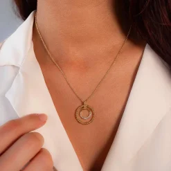 Collier plaqué or jaune et zirconias 45cm