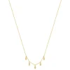 Collier plaqué or jaune, motif feuille zirconias 45 cm