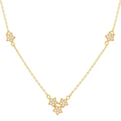 Collier plaqué or jaune motif étoile zirconias 45 cm