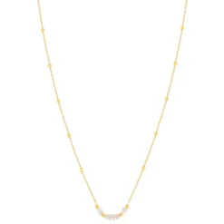 Collier plaqué or jaune quartz rose 42 à 47 cm