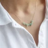 Collier plaqué or jaune quartzites verts 42 à 45 cm