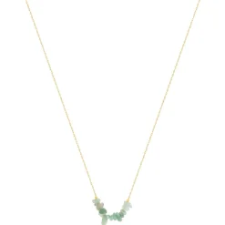 Collier plaqué or jaune quartzites verts 42 à 45 cm