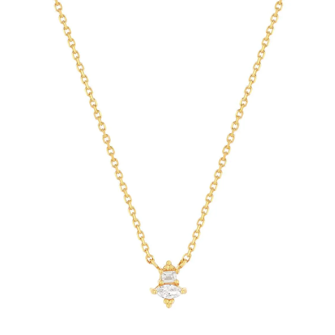 Collier plaqué or jaune, zirconias 45 cm