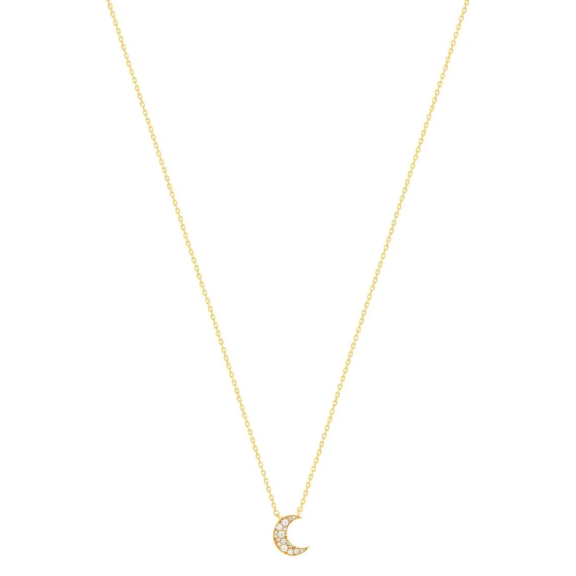 Collier plaqué or lune et zirconias 45 cm