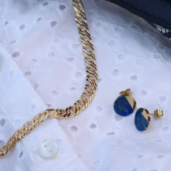 Collier plaqué or maille fantaisie 45 cm