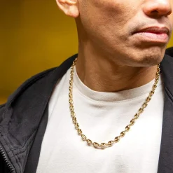 Collier plaqué or maille grain de café 50 cm