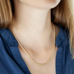 Collier plaqué or maille palmier 45 cm