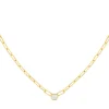 Collier plaqué or maille trombone zirconia 45 cm