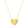 Collier plaqué or motif coeur et serrure 45 cm