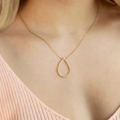 Collier plaqué or motif goutte perlé 45 cm