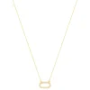 Collier plaqué or motif ovale laque blanche 45cm