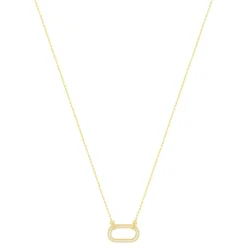Collier plaqué or motif ovale laque blanche 45cm