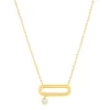Collier plaqué or motif ovale zirconia 45 cm