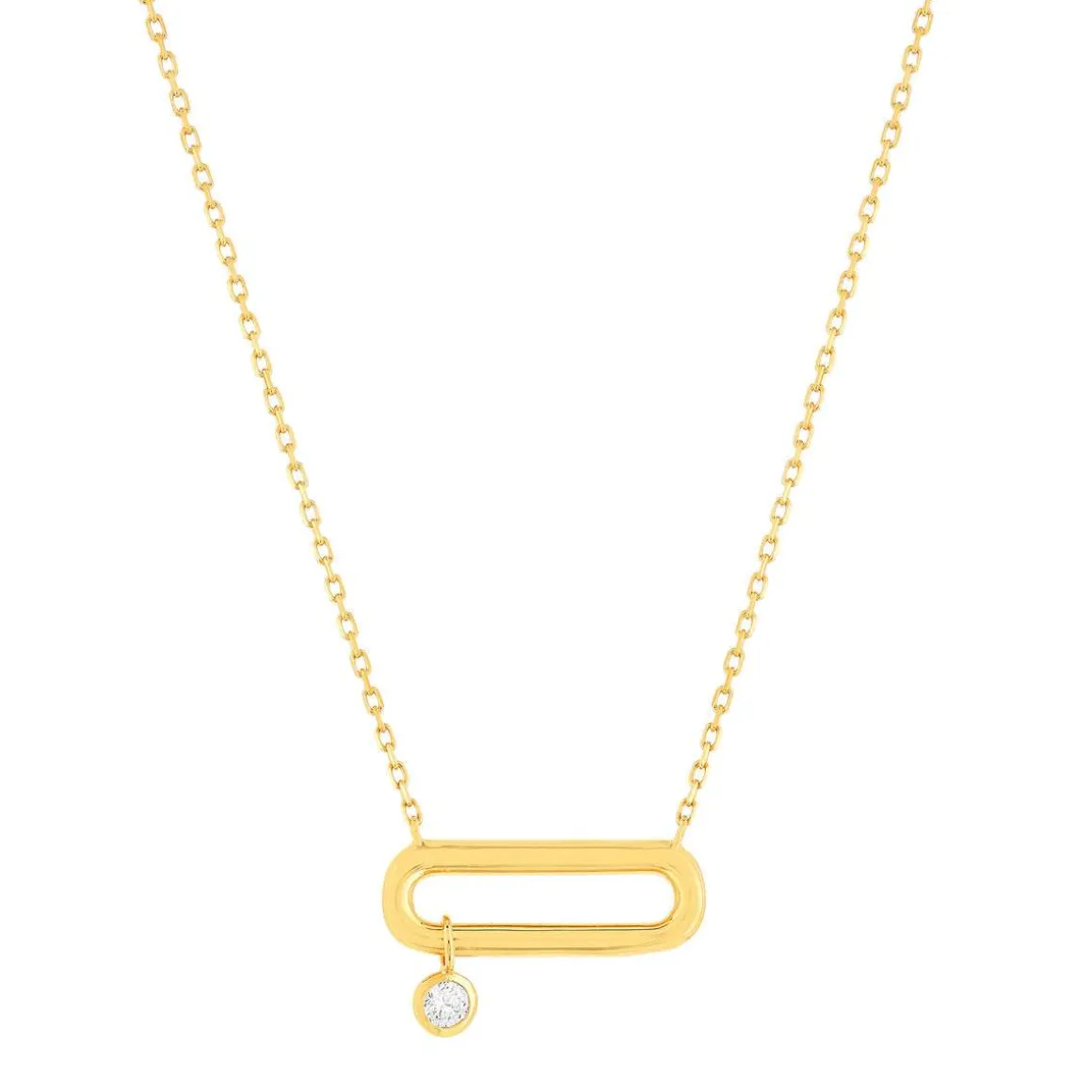 Collier plaqué or motif ovale zirconia 45 cm