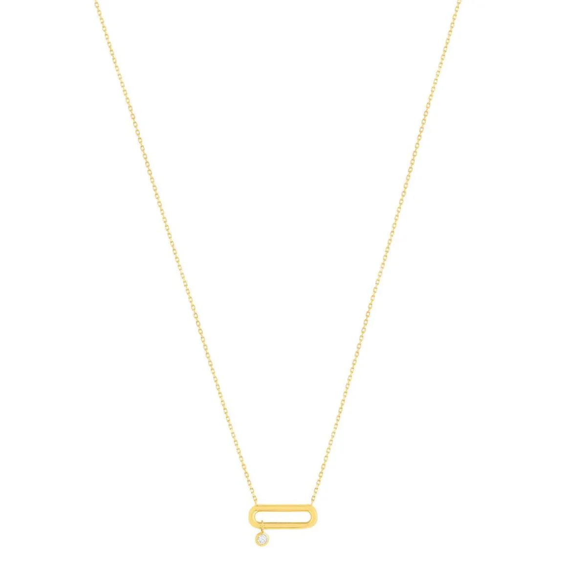 Collier plaqué or motif ovale zirconia 45 cm