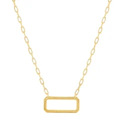 Collier plaqué or motif rectangle 45 cm