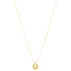 Collier plaqué or nacre motif anneau perlé 42 à 45 cm