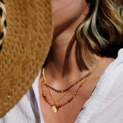 Collier plaqué or pampilles 42 cm