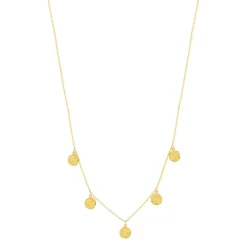 Collier plaqué or pampilles disques martelés 48 cm