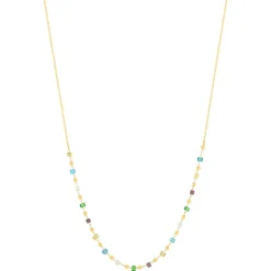 Collier plaqué or pierres synthétiques multicolores 45cm
