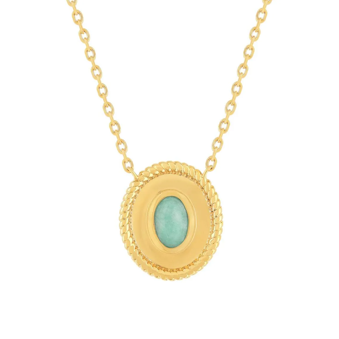 Collier plaqué or pierre synthétique verte 45cm