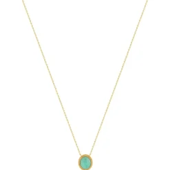 Collier plaqué or pierre synthétique verte 45cm