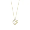 Collier plaqué or 2 tons coeurs entrelacés zirconias 45 cm