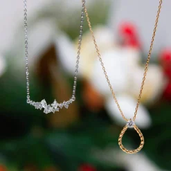 Collier plaqué or zirconia 45 cm