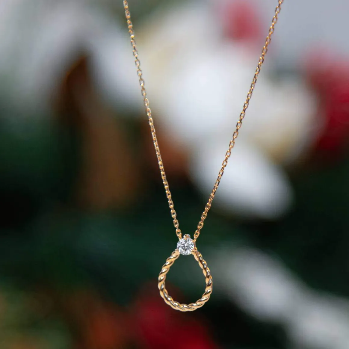 Collier plaqué or zirconia 45 cm