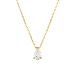 Collier plaqué or zirconia 45 cm