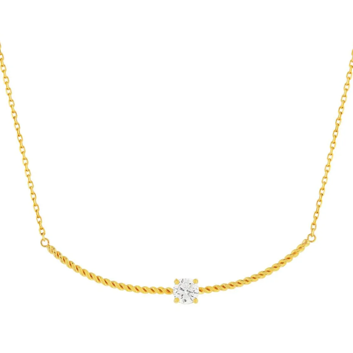 Collier plaqué or zirconia 45 cm