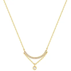 Collier plaqué or zirconias 45 cm