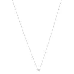 Collier solitaire argent zirconias serti clos 45cm