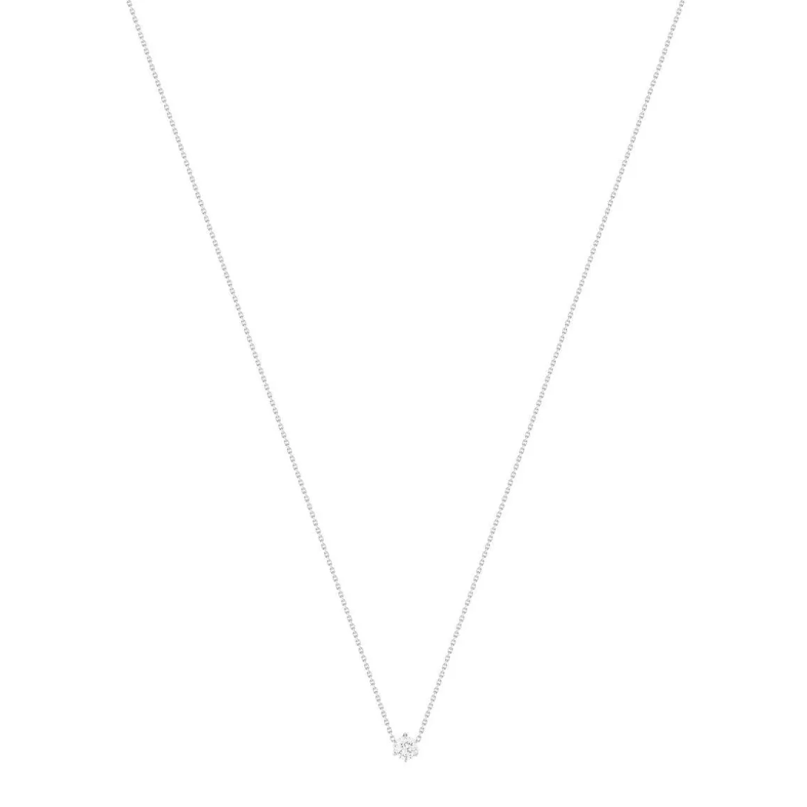 Collier solitaire or 750 blanc diamant HSI 0.5 carat 42cm