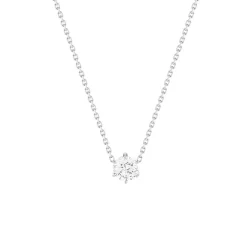Collier solitaire or 750 blanc diamant HSI 0.5 carat 42cm