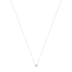 Collier solitaire or 750 blanc diamant HSI 0.5 carat 42cm