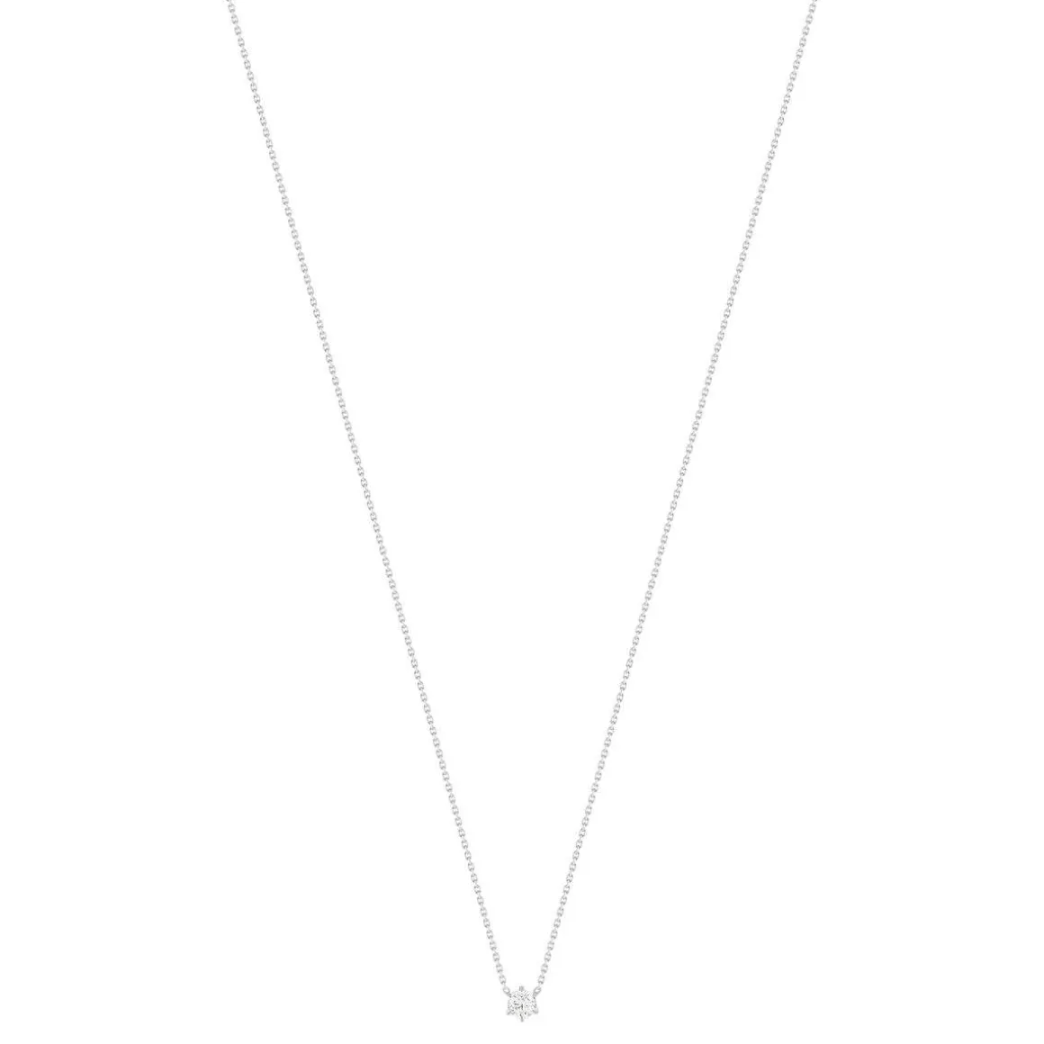 Collier solitaire or 750 blanc diamant HSI 0.4 carat 42cm