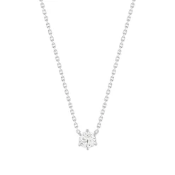 Collier solitaire or 750 blanc diamant HSI 0.4 carat 42cm