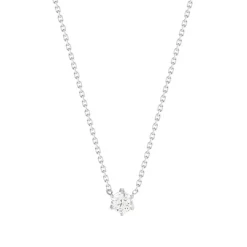 Collier solitaire or 750 blanc diamant HSI 0.3 carat 42cm