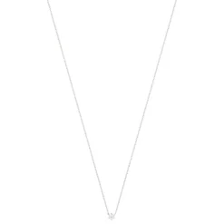 Collier solitaire or 750 blanc diamant HSI 0.3 carat 42cm
