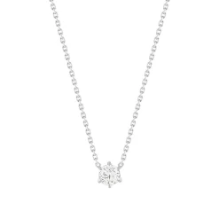Collier solitaire or 750 blanc diamant synthétique 0.4 carat 42cm