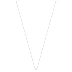 Collier solitaire or 750 blanc diamant synthétique 0.4 carat 42cm