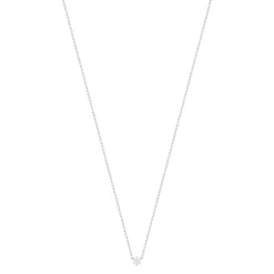 Collier solitaire or 750 blanc diamant HSI 0.2 carat 42cm
