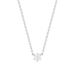 Collier solitaire or 750 blanc diamant HSI 0.2 carat 42cm