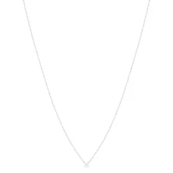 Collier solitaire or 750 blanc diamant HSI 0.3 carat 42cm