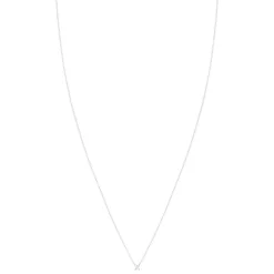 Collier solitaire or 750 blanc diamant synthétique 0.2 carat 42cm