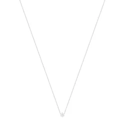 Collier solitaire or 750 blanc diamant HP1 0.5 carat 42cm