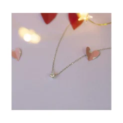 Collier solitaire or 750 blanc diamant HSI 0.25 carat 42cm