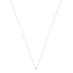 Collier solitaire or 750 blanc diamant HSI 0.25 carat 42cm