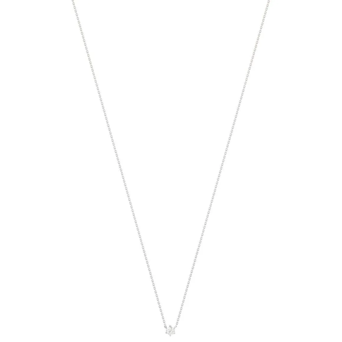 Collier solitaire or 750 blanc diamant HP1 0.3 carat 42cm